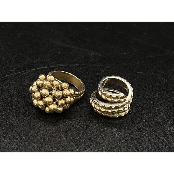 Unbranded Jewelry - Brass Ball Cluster & Snake Wrap Women’s Costume Ring Small Size Lot 2